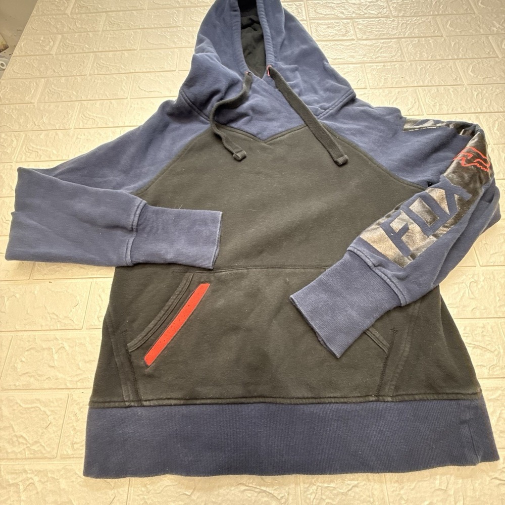Fox Racing Hoodie Motocross Black Blue Graphic Pullover Mens Size Medium M